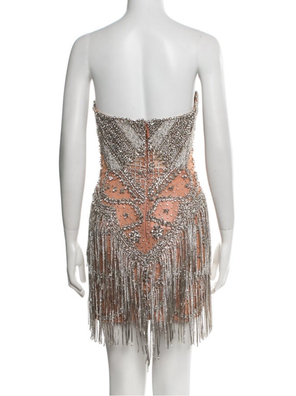 Portia and Scarlett Strapless Mini Dress with Silver Beaded Fringe - Picture 4 of 16